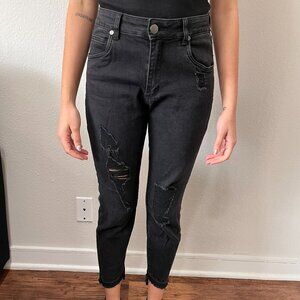 Cotton On Mid Grazer Distressed Skinny Jean in Black